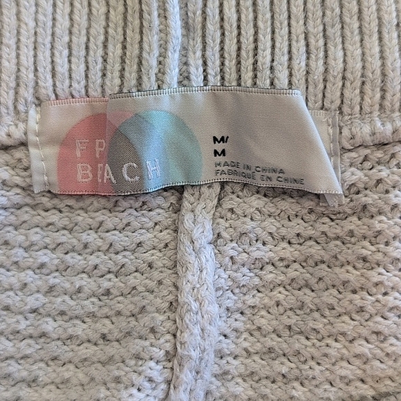 FP Beach Womens Med Textured Wide Leg Cropped Pull On Pants Gray Cottage Coastal - Picture 7 of 7